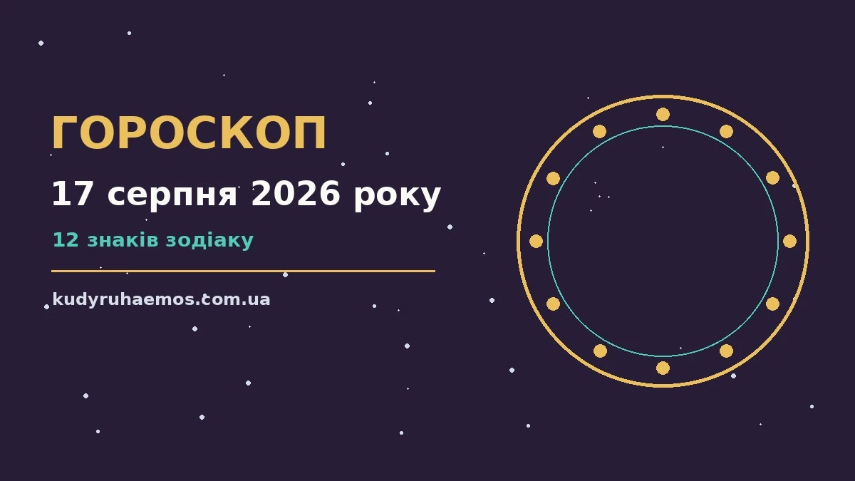 Гороскоп на 17 серпня 2026 року: що варто врахувати про настрій, справи та гроші