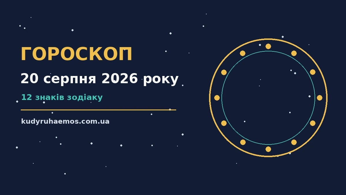 Гороскоп на 20 серпня 2026 року: що варто врахувати про настрій, справи та гроші