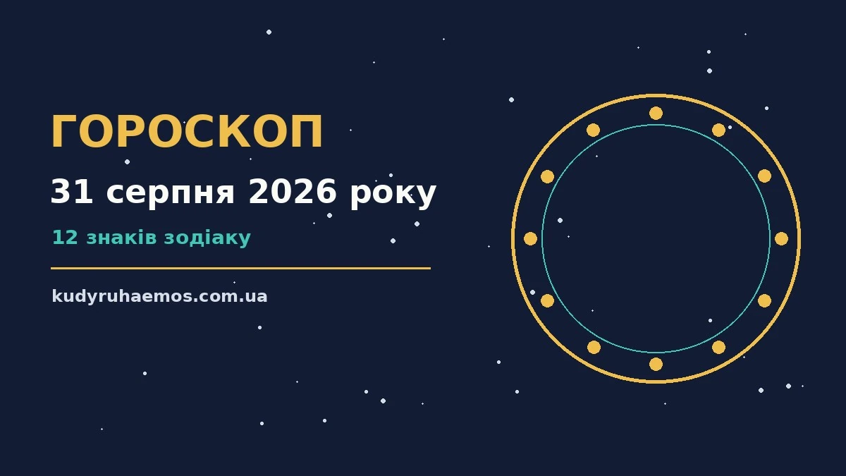 Гороскоп на 31 серпня 2026 року: що варто врахувати про настрій, справи та гроші