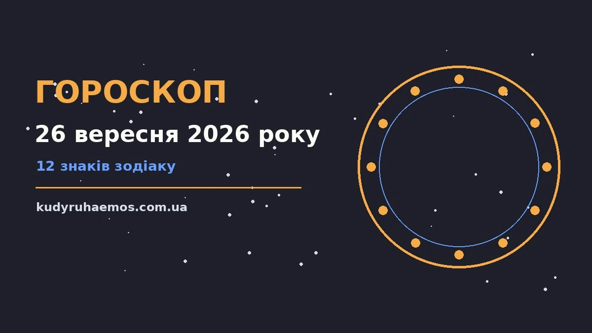 Сторінка з гороскопом на 26 вересня 2026 року: знаки Зодіаку, настрій, поради.