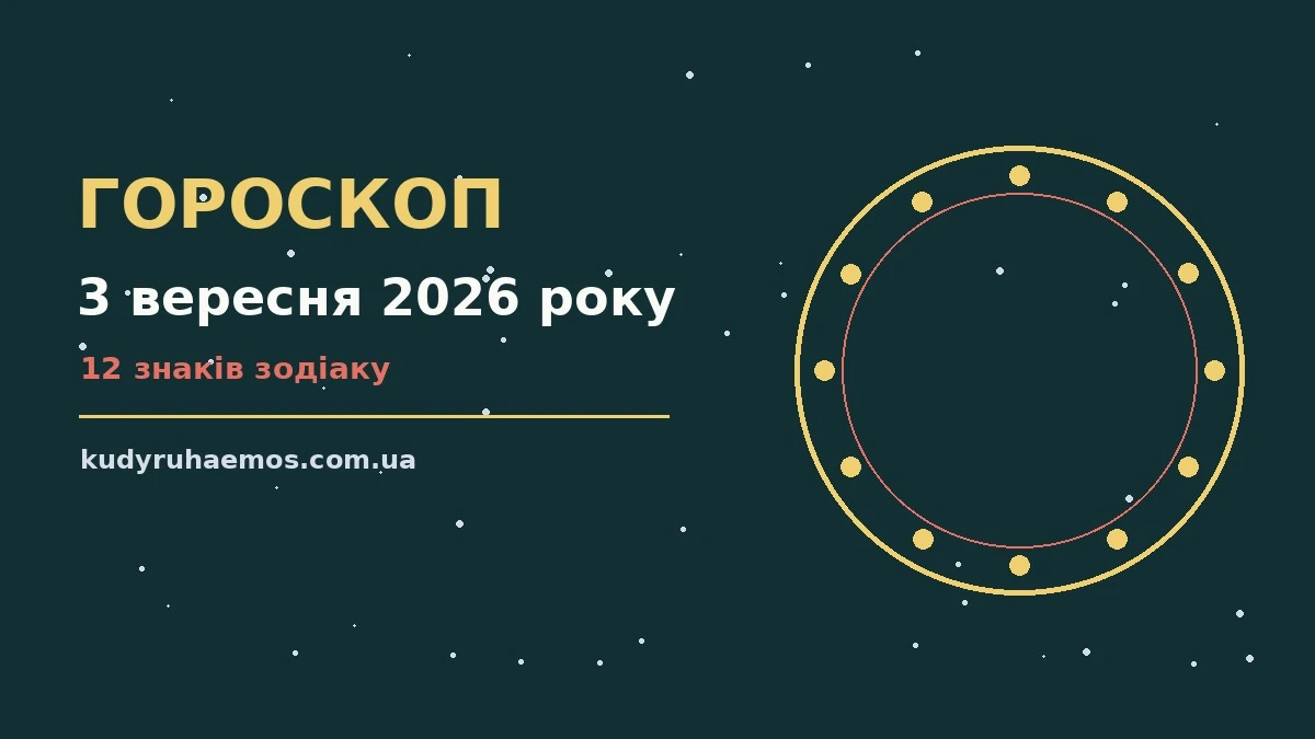 Гороскоп на 3 вересня 2026 року: що варто врахувати про настрій, справи та гроші